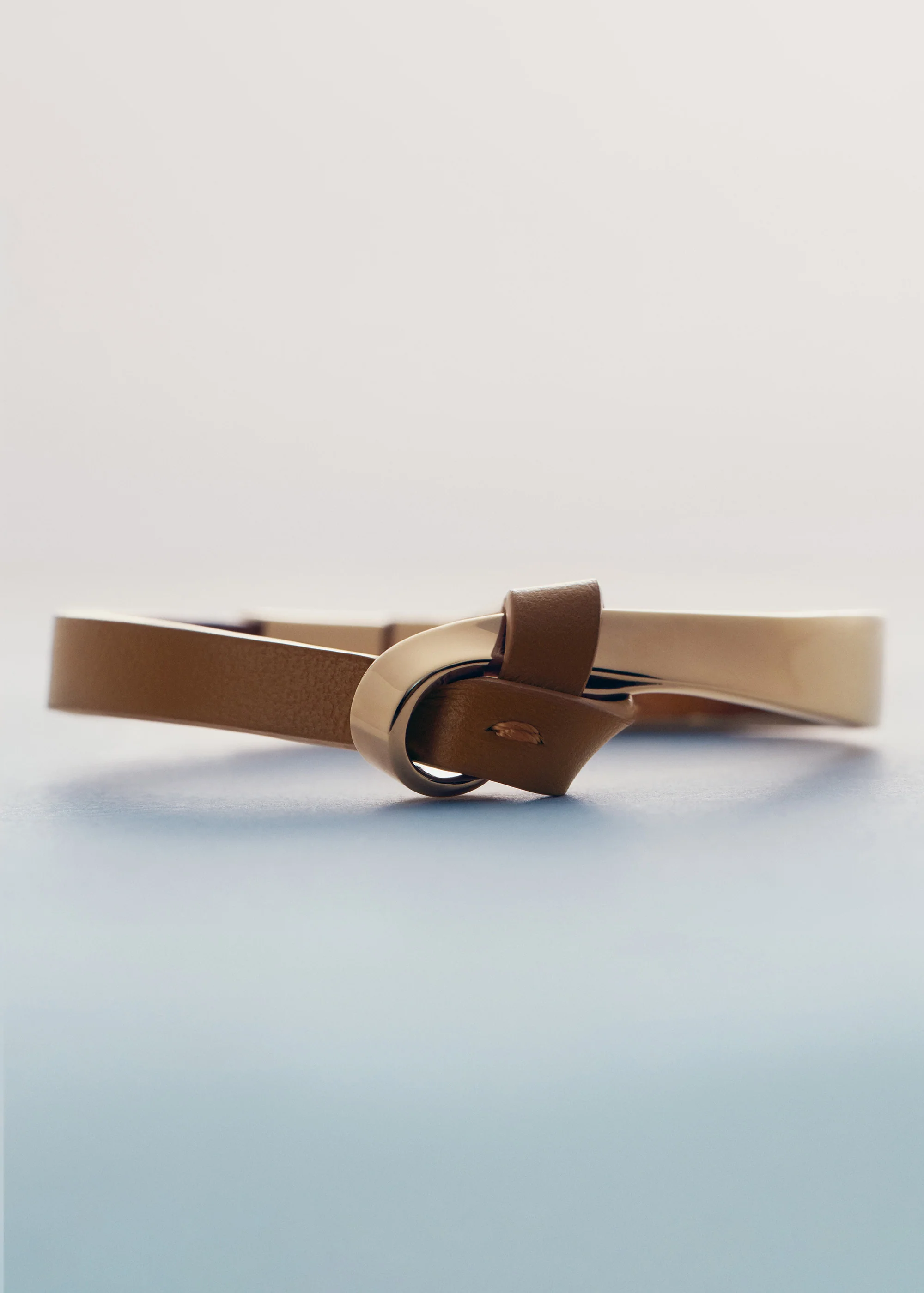 Jonc Ormé - Dorée Cuir Camel - Image 3