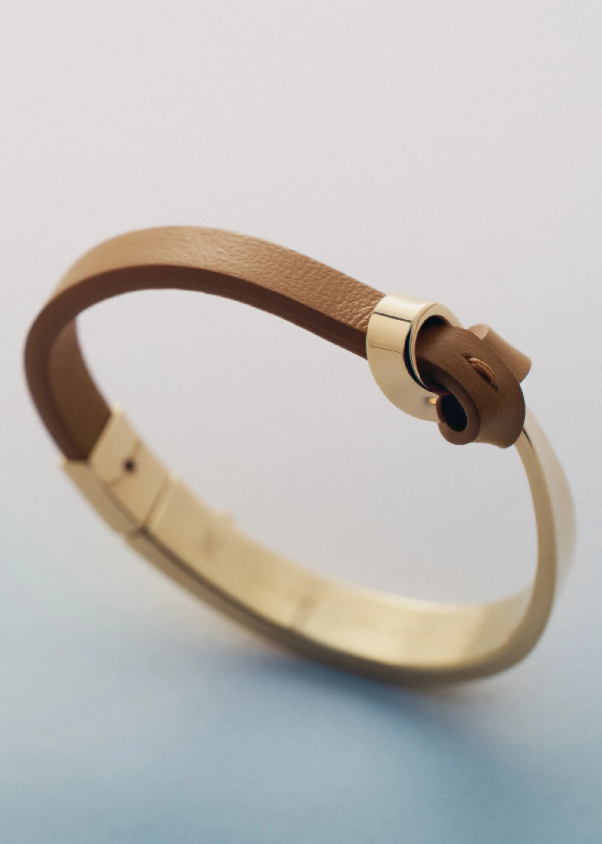 Jonc Ormé - Dorée Cuir Camel - Image 4